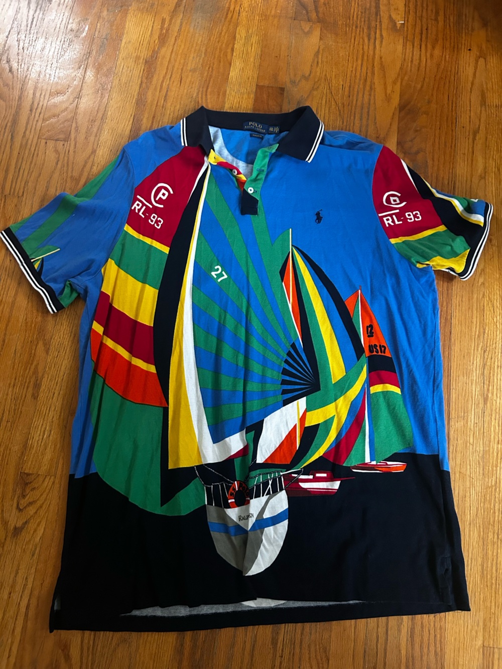 Ralph Lauren Multicolor Sailboat Graphic Polo - Blue, Red, Green, Yellow, Black